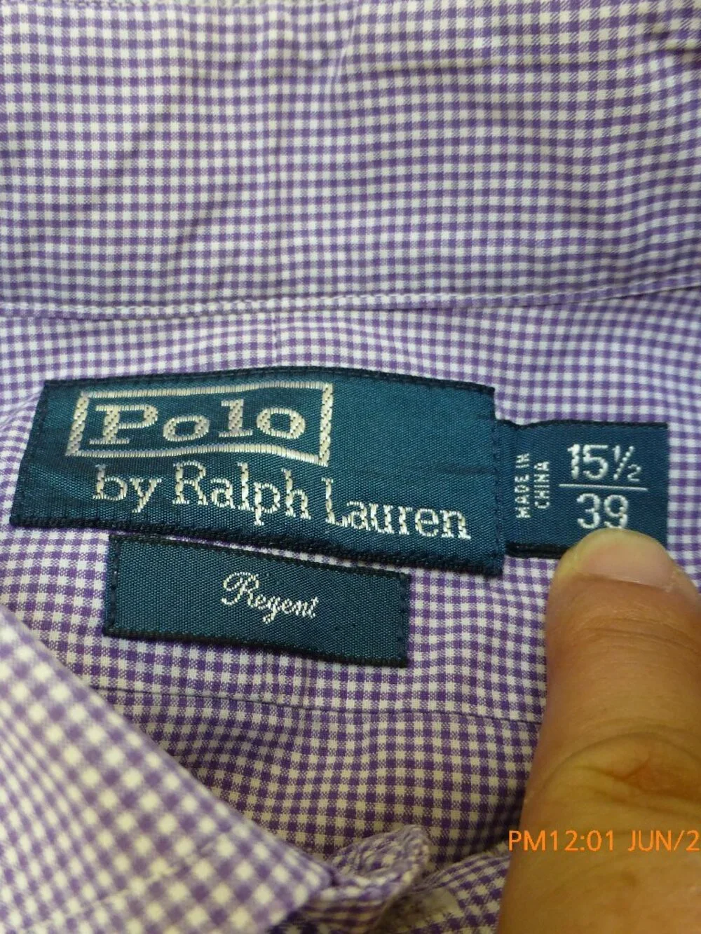 Polo by Ralph Lauren Regent Mens Shirt Purple White Long Sleeve Button Up Size 1